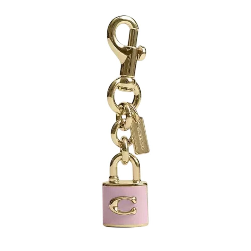 Coach Pink and Gold Padlock Keychain Charm